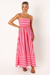Striped Spaghetti Strap Tiered Maxi Dress 2