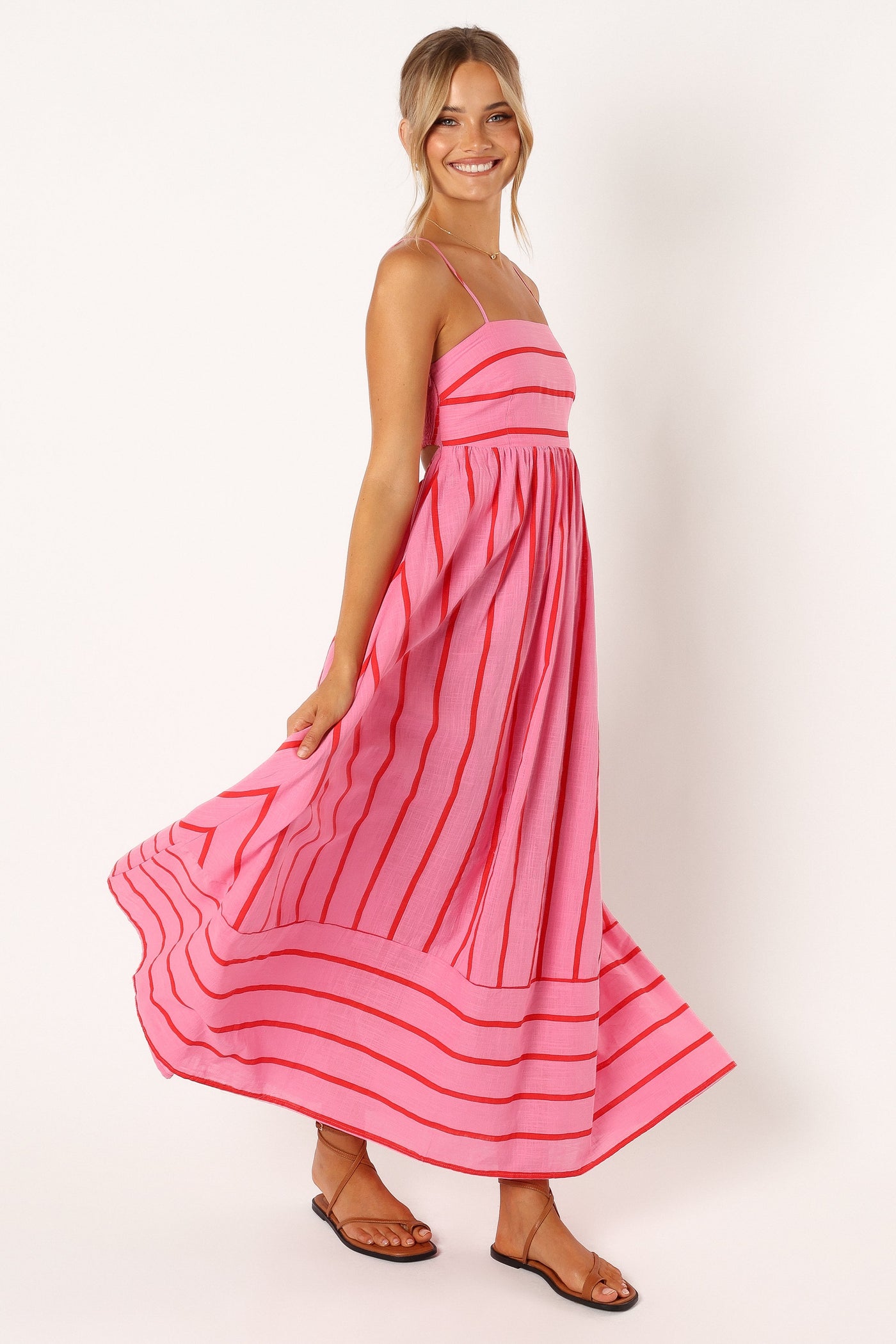 Striped Spaghetti Strap Tiered Maxi Dress 6