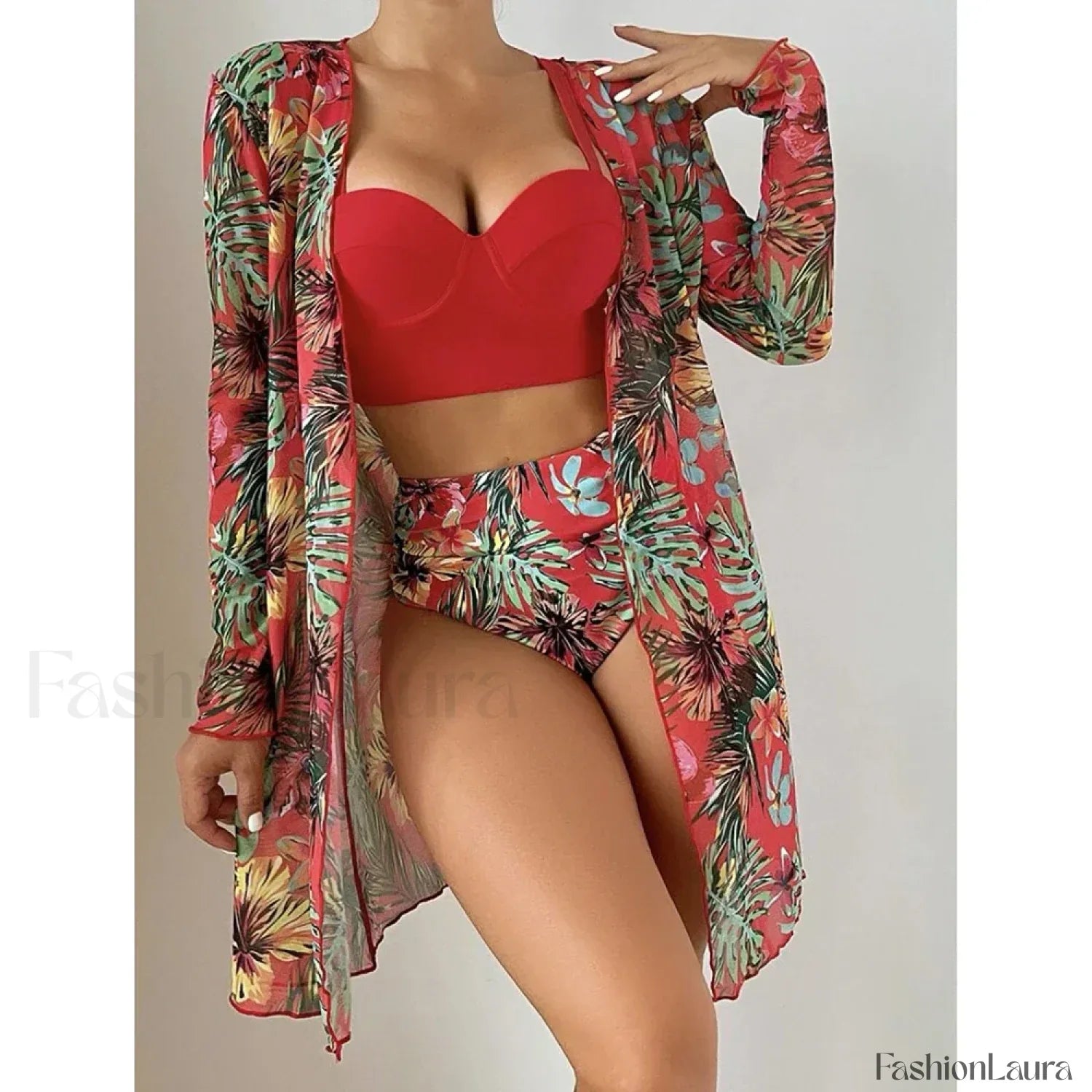 Pink Dot Print Mesh Cover Up