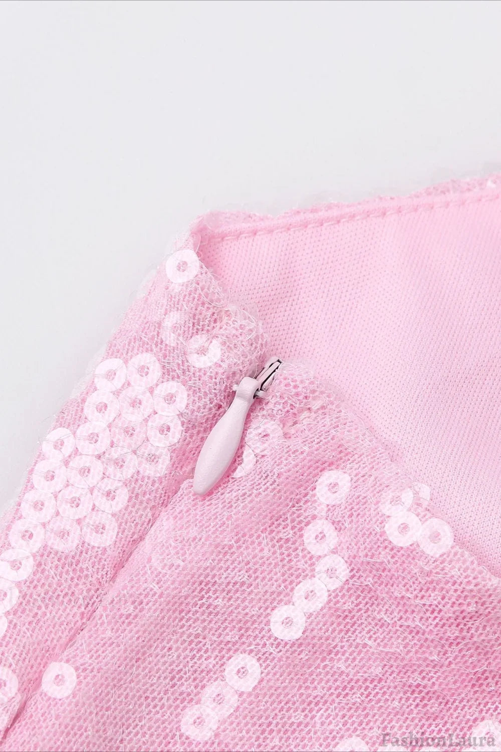 Pink Sequin V-Neck Slit Party Dress