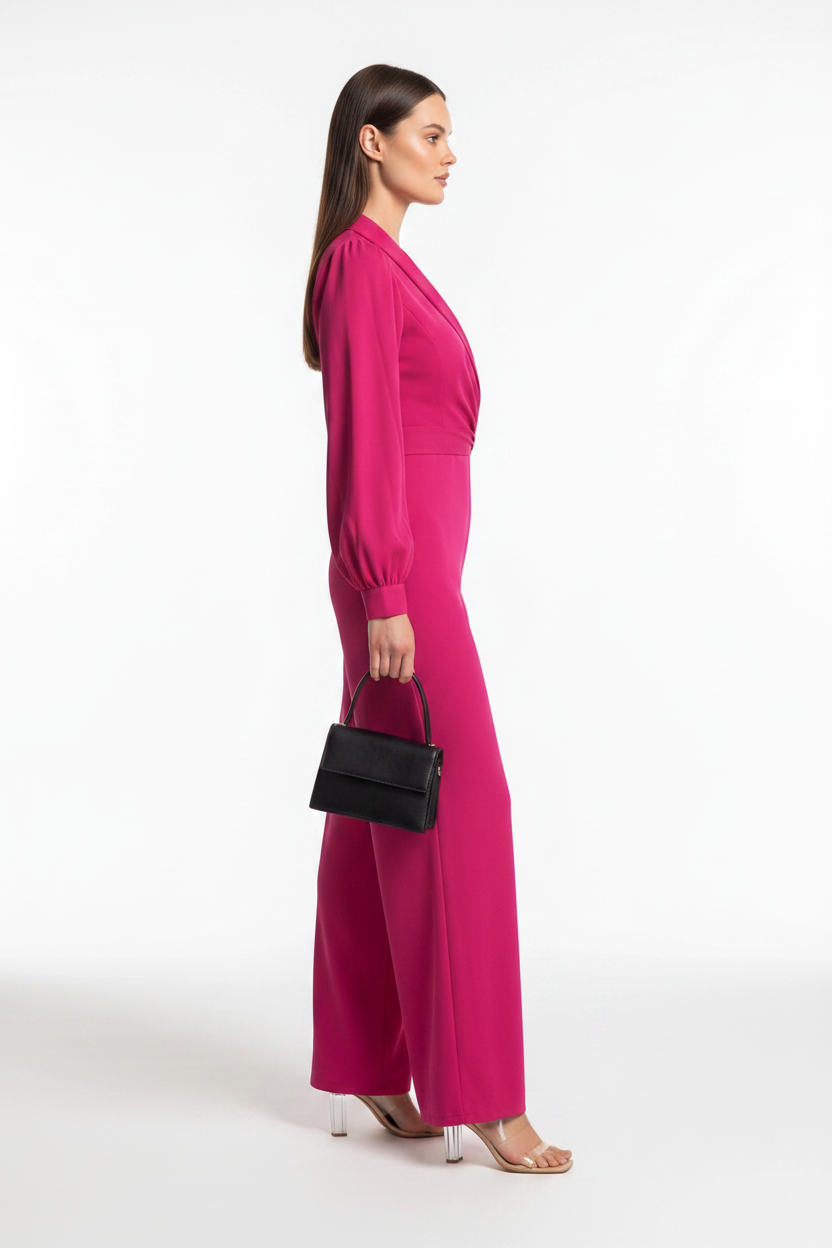 Elegant Wide-Leg Jumpsuit for Women with Pockets & Belted Waist