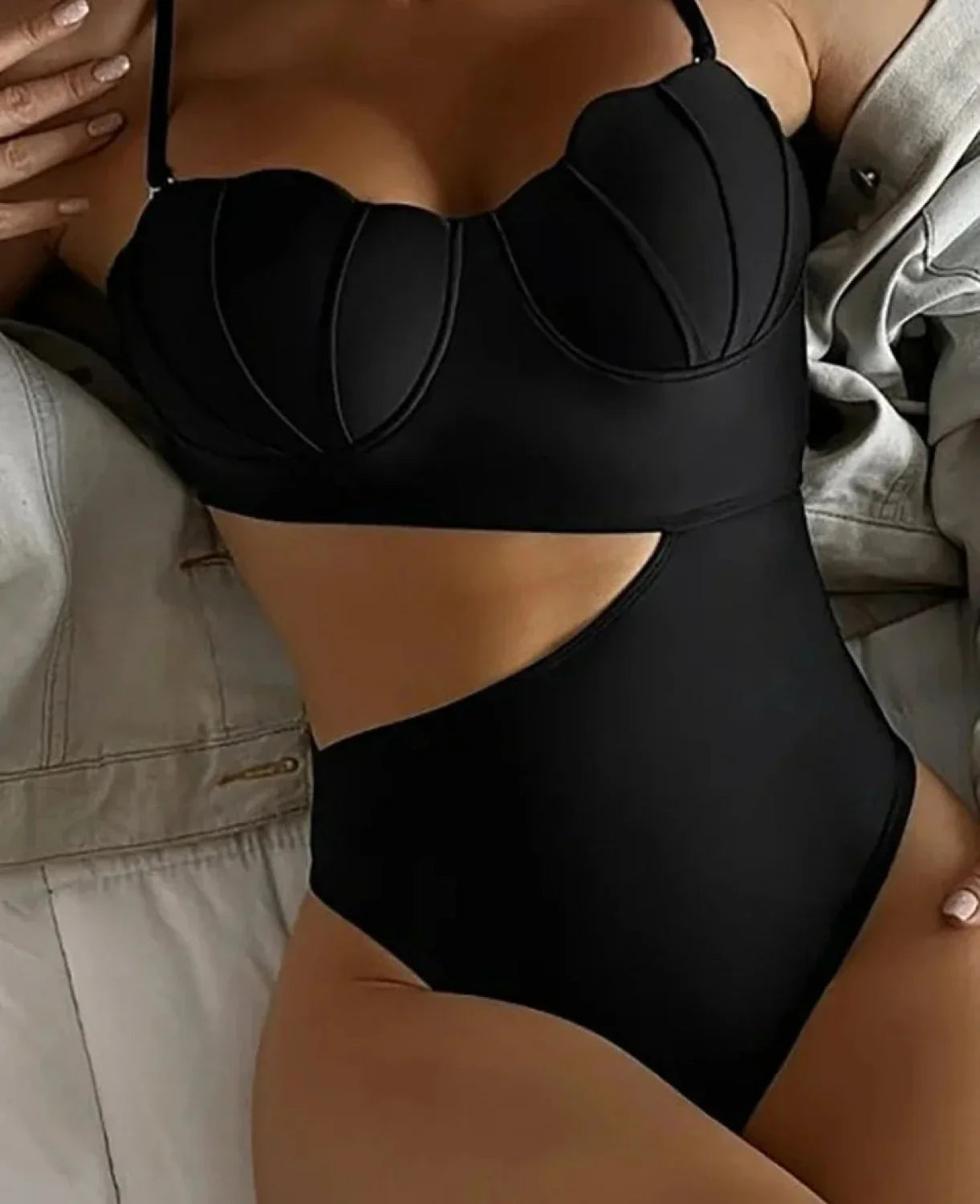 Pink Underwire Strapped Hollow One Piece