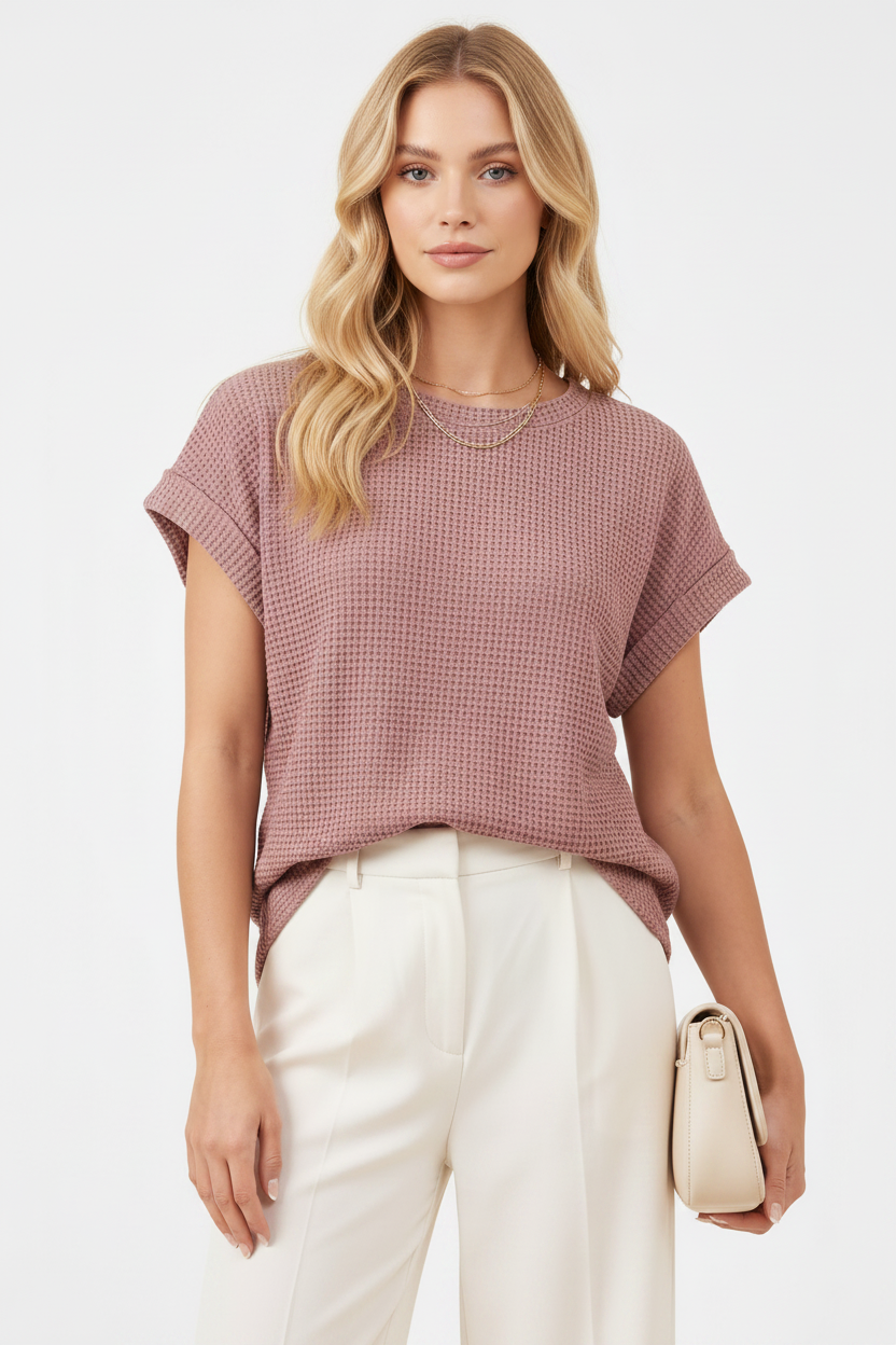 Relaxed Textured Women's T-Shirt with Breathable Fabric & Easy Fit - Jamota