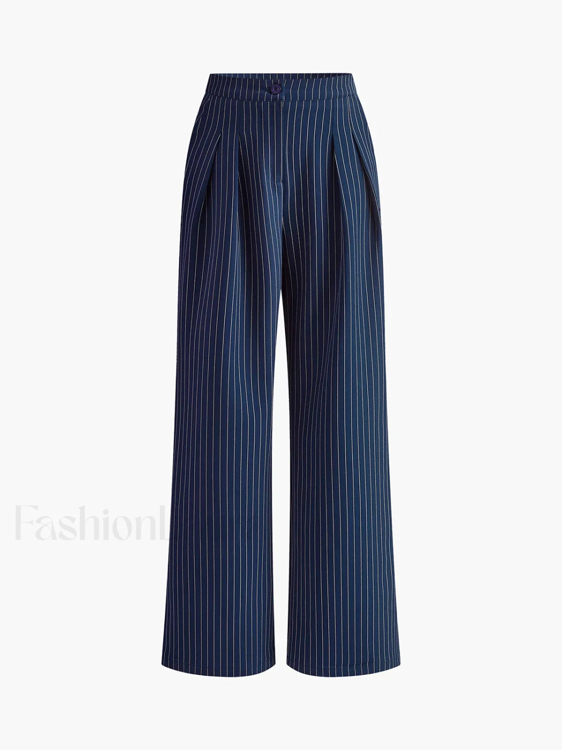 Pinstripe Pleated Wide-Leg Pants