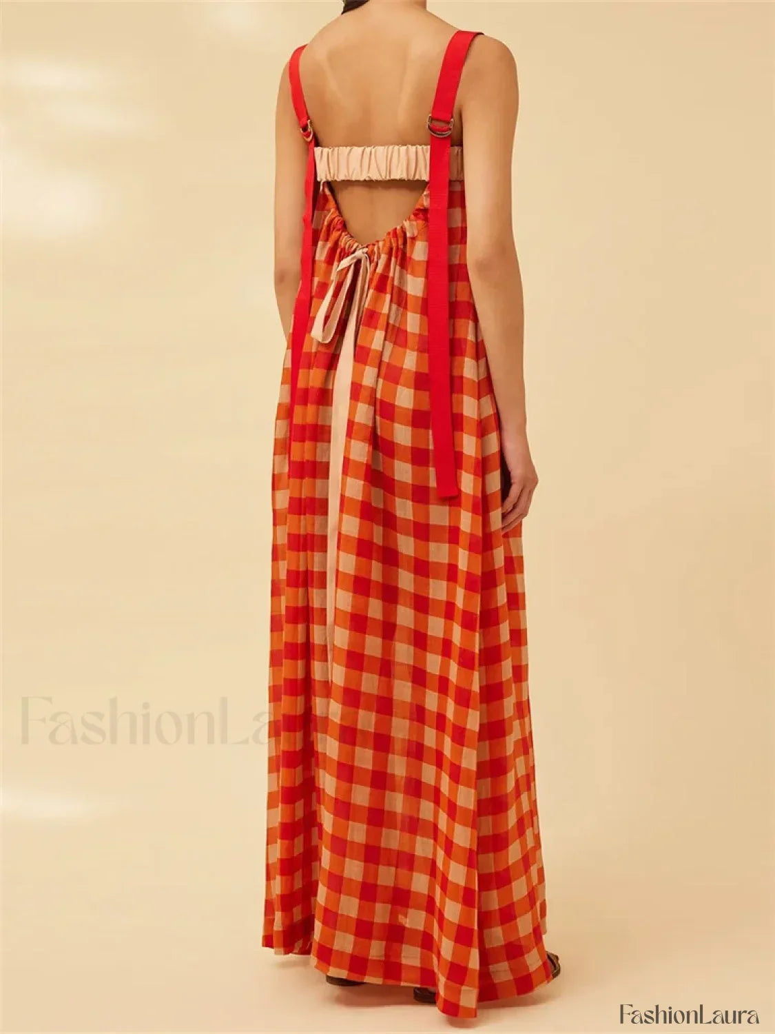 Plaid Patchwork Loose Maxi Dress