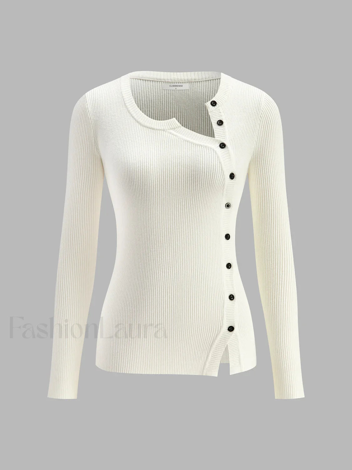 Plain Asymmetrical Breasted Sweater