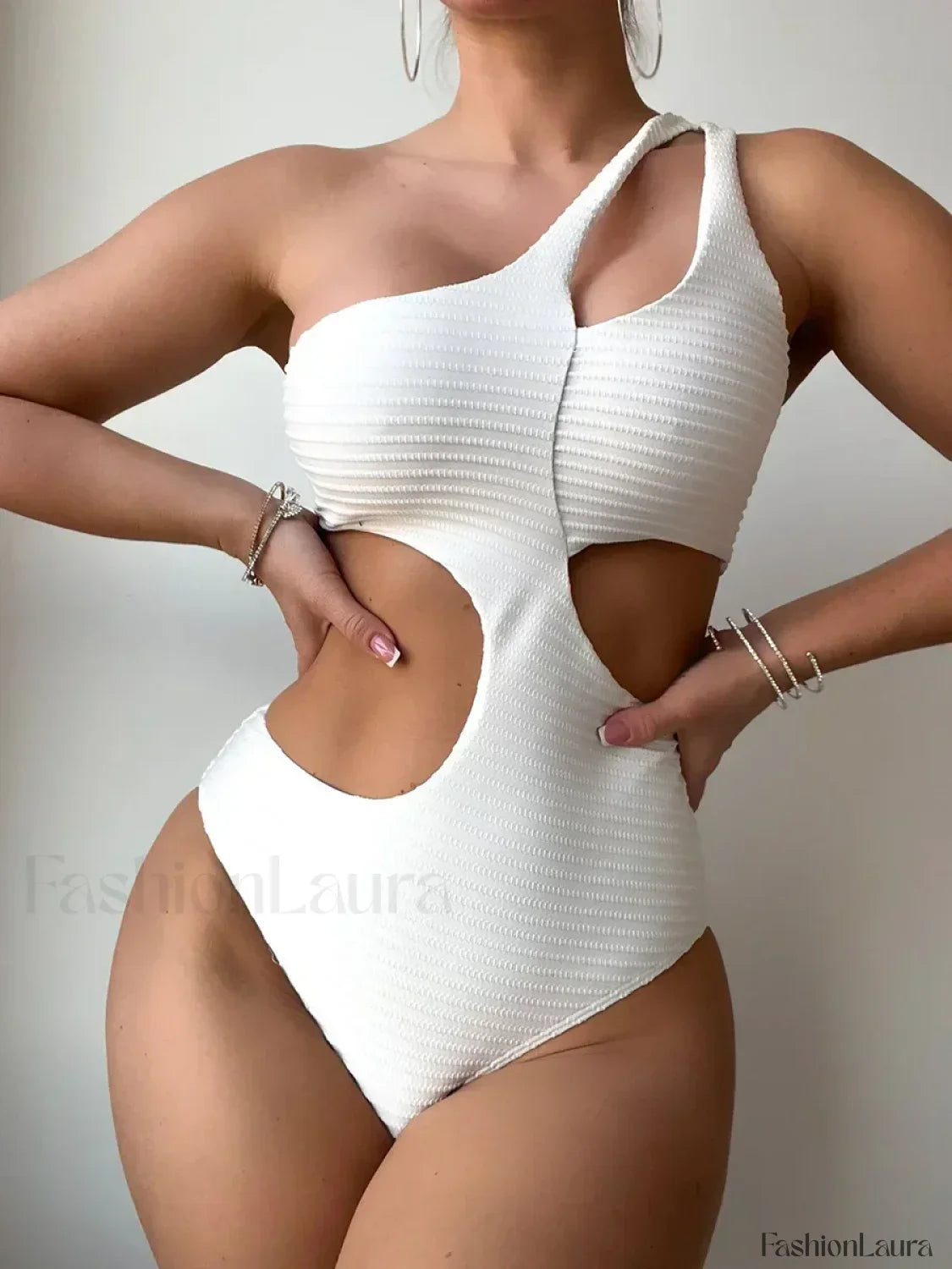 Pleated Cut Out Asymmetric One Piece
