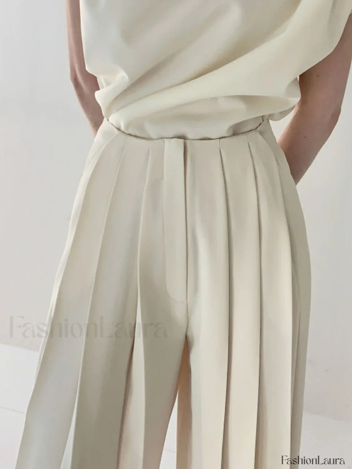 Pleated High Waist Wide Leg Pants