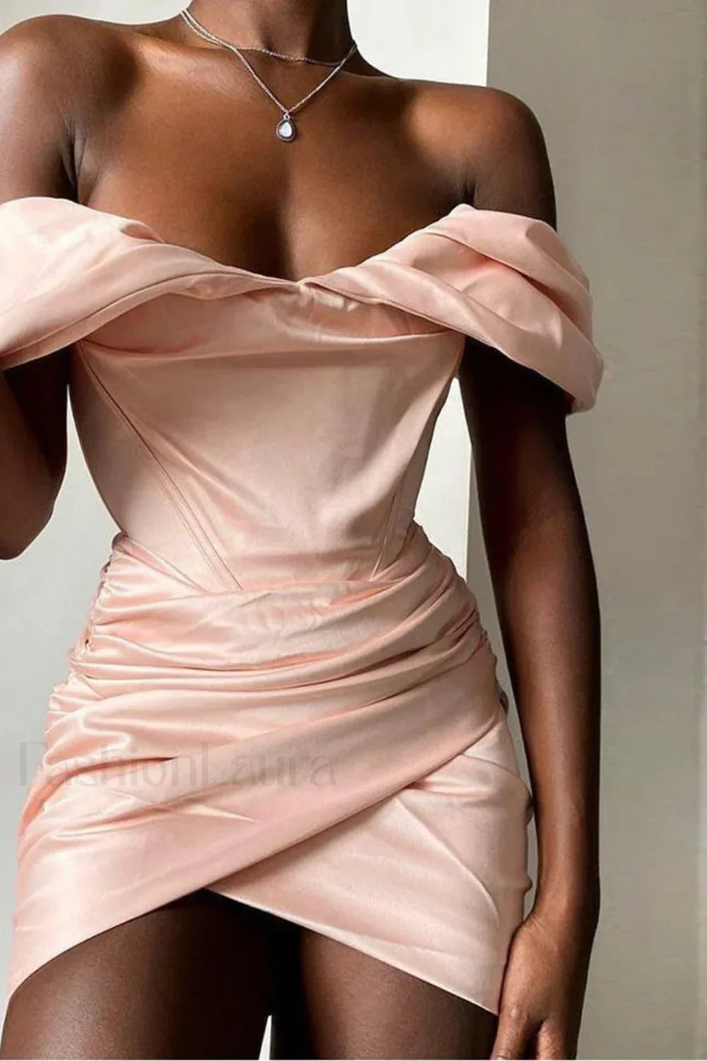 Pleated Tube Top Boned Off-Shoulder Sexy Mini Dress