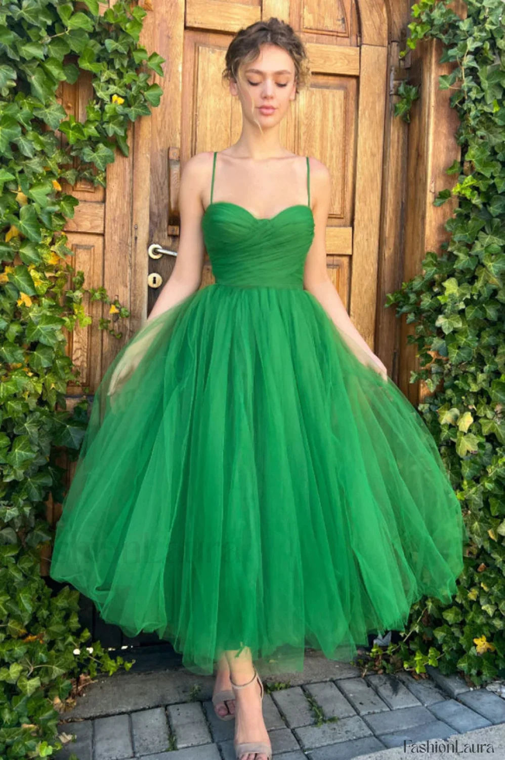 Pleats Spaghetti Stylish Straps Midi Dress