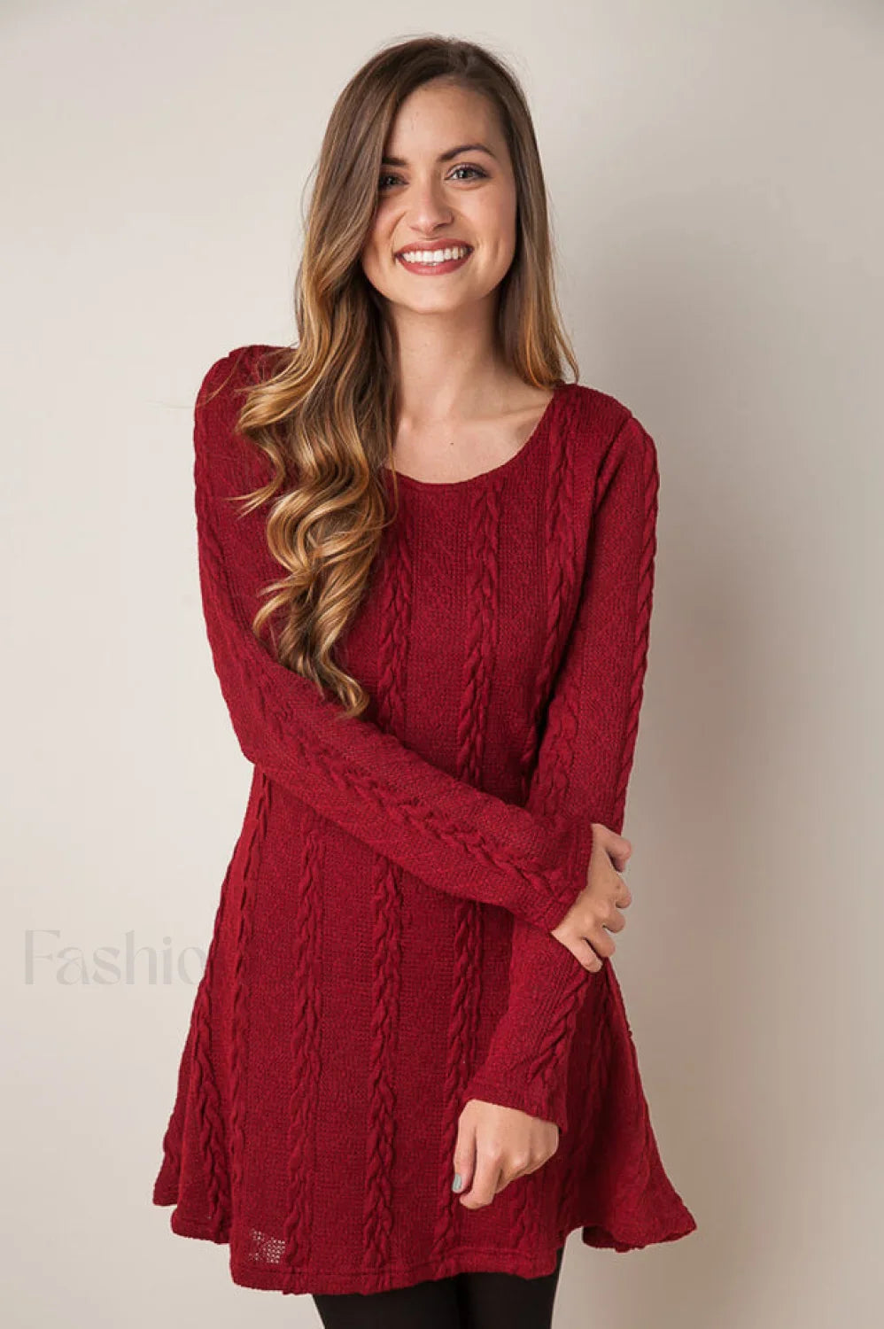 Plus Size Casual Charming S 3XL Sweater Dress S / Red