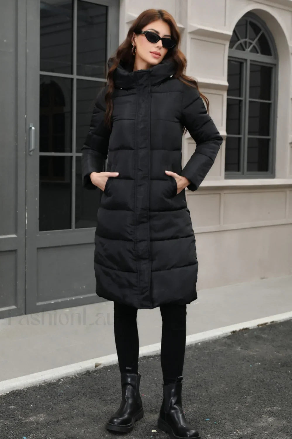 Plus Size Hooded Longline Puffer Coat
