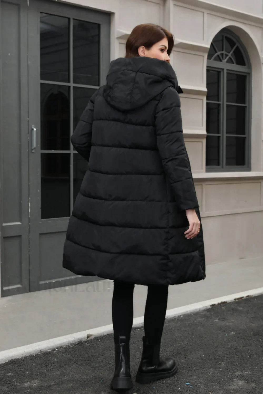 Plus Size Hooded Longline Puffer Coat