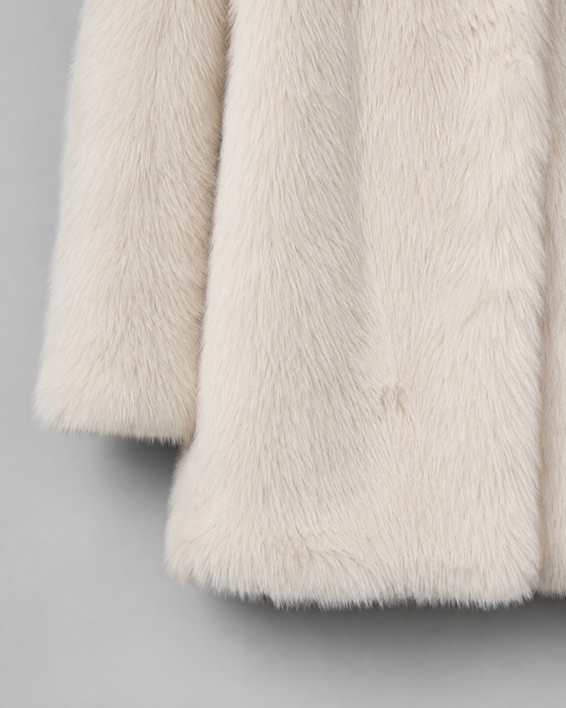 Plush Faux Fur Notch Lapel Midi Coat
