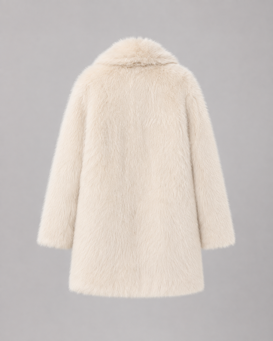 Plush Faux Fur Notch Lapel Midi Coat