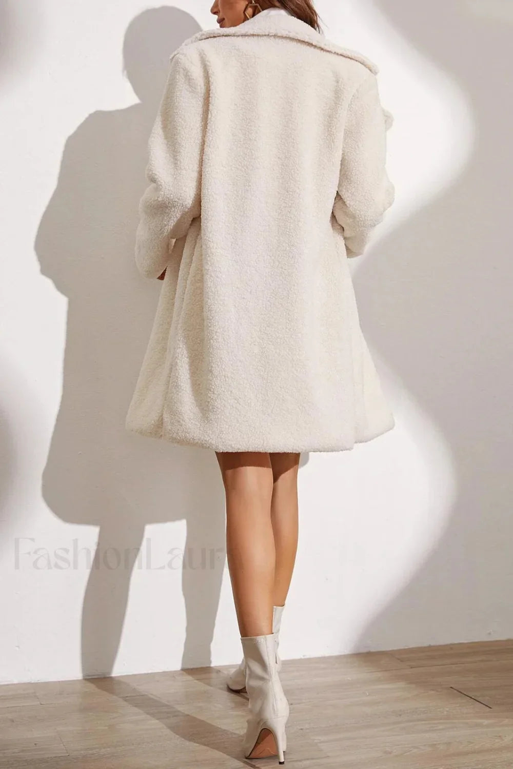 Plush Longline Lapel Winter Coat