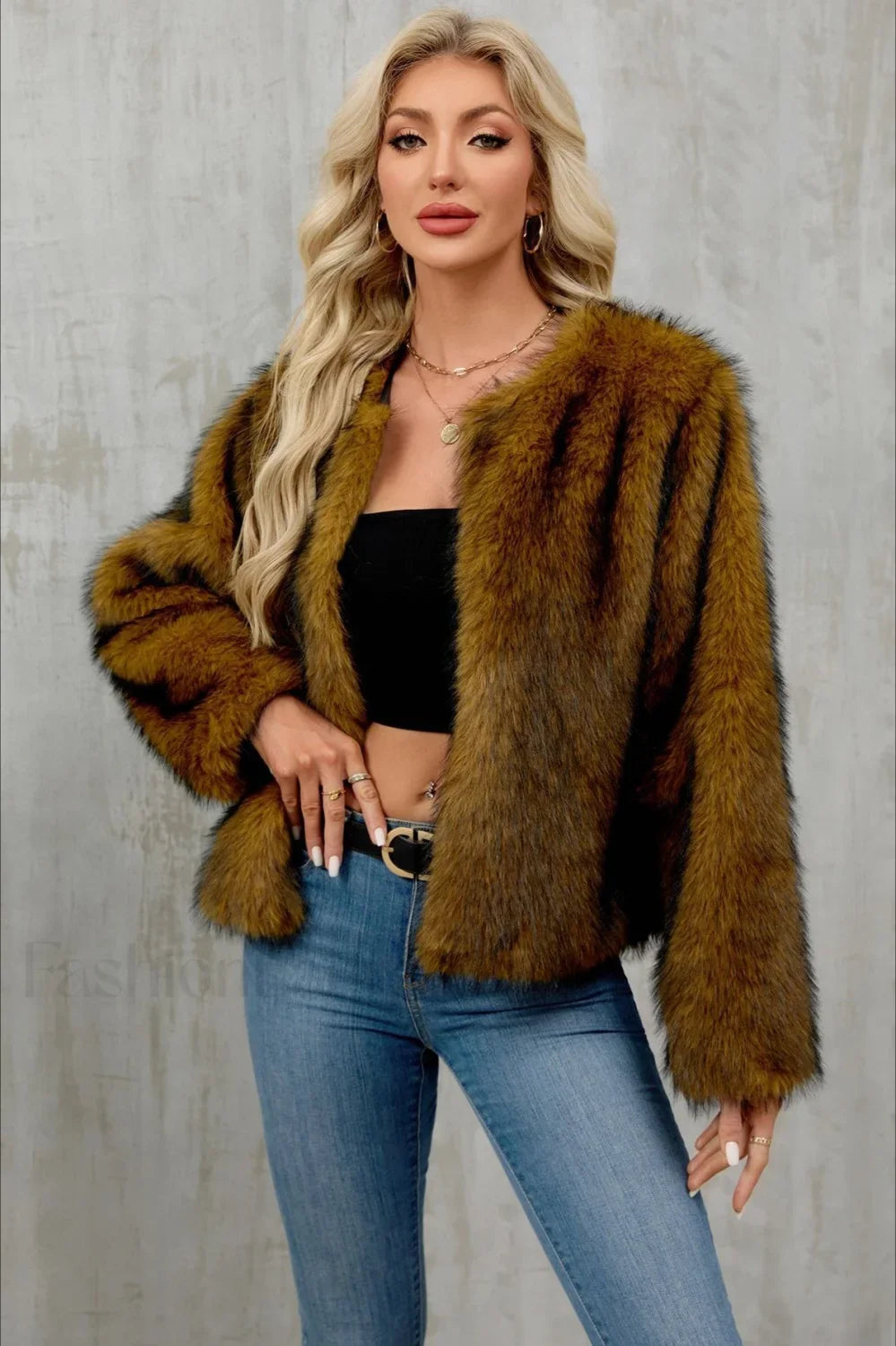 Plush Short Fur Open Cardigan Coat