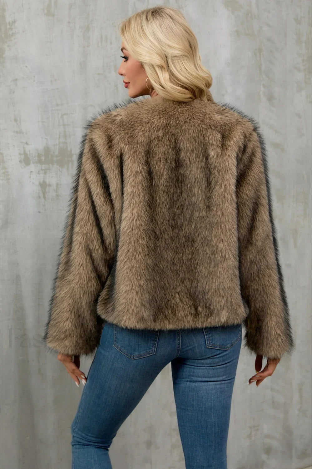 Plush Short Fur Open Cardigan Coat