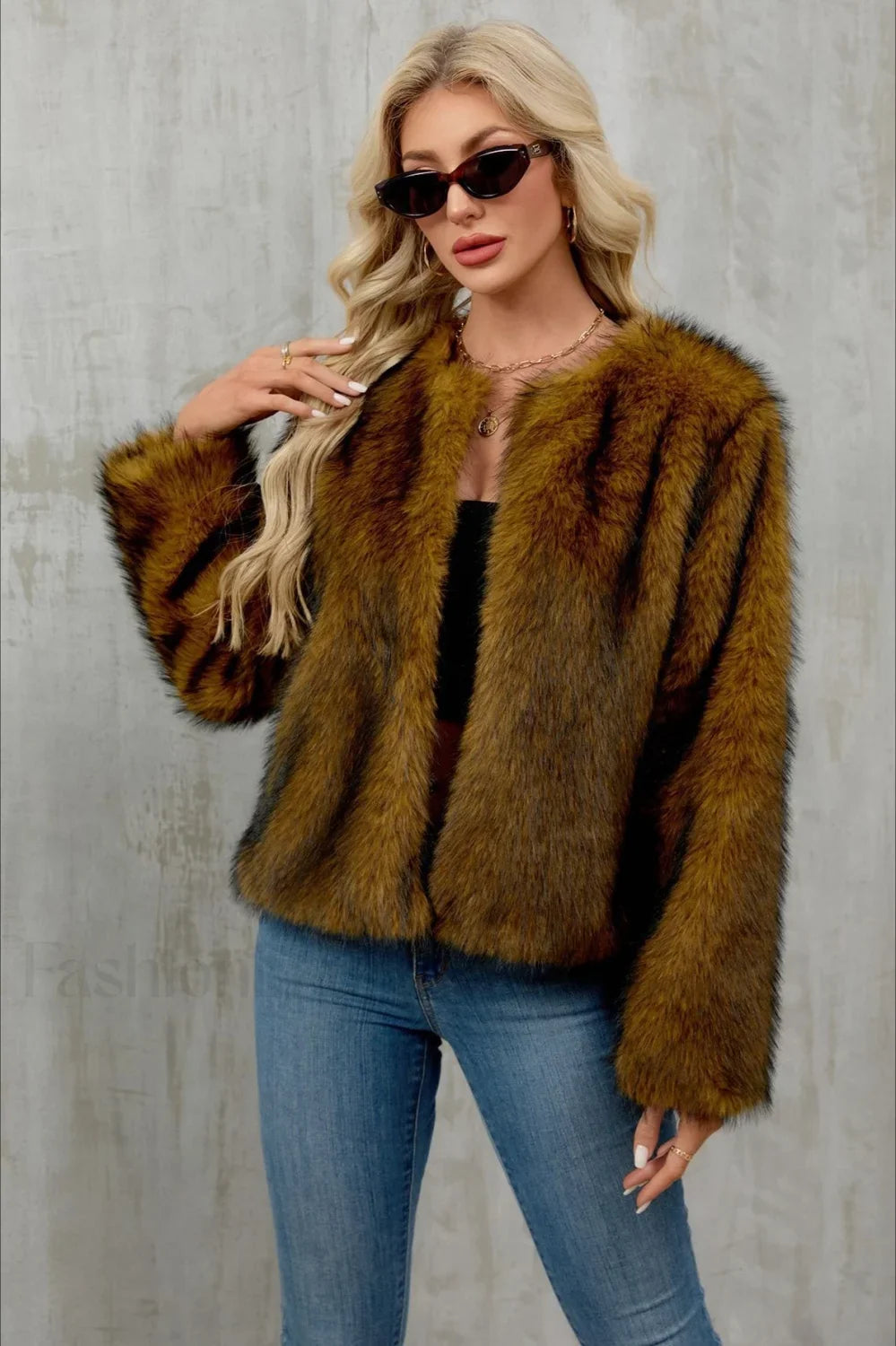 Plush Short Fur Open Cardigan Coat