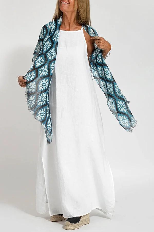 Square Neck Spaghetti Strap Side Slit Maxi Dress