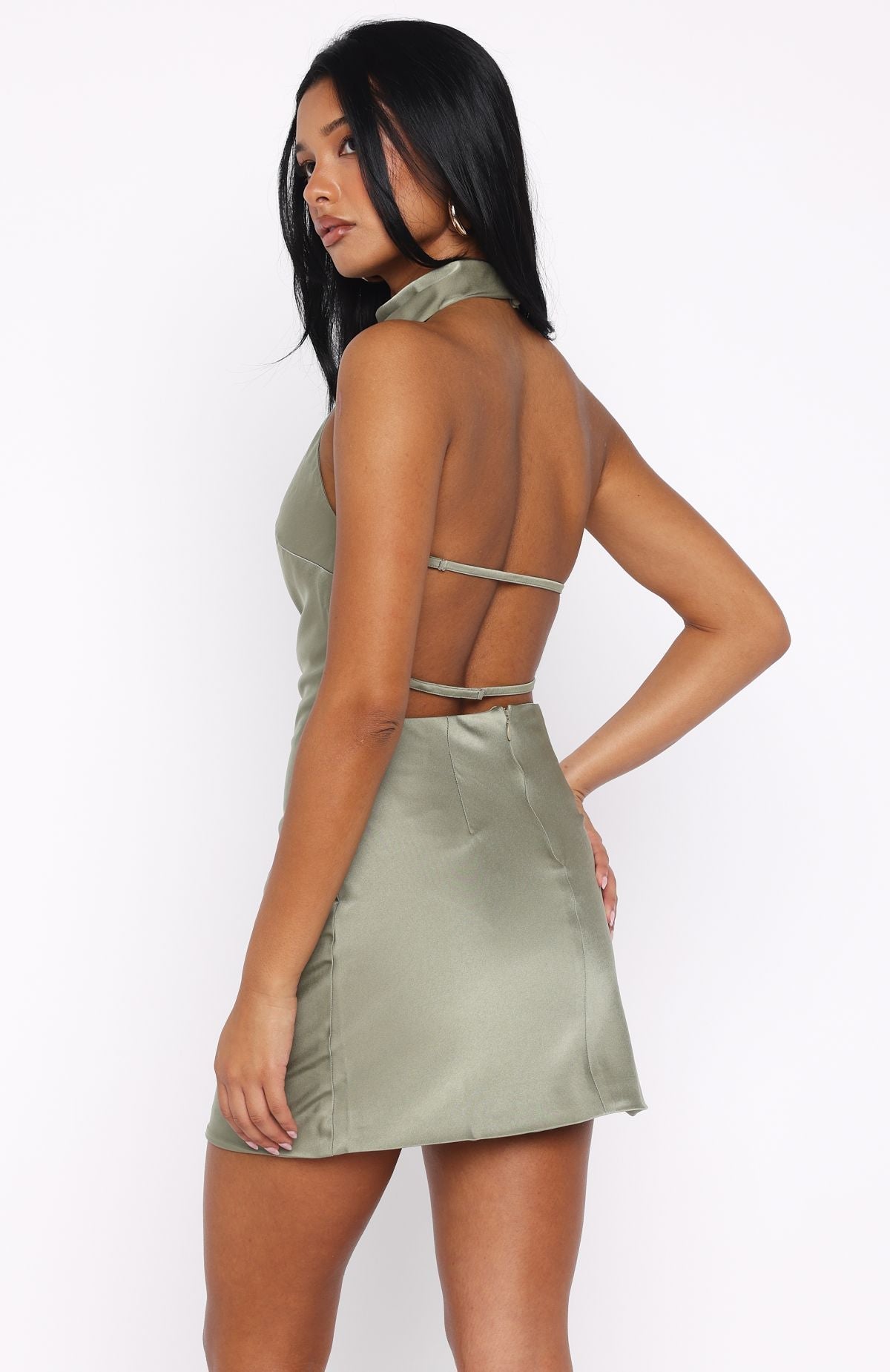 Satin Cowl Halter Neck Sleeveless Bodycon Mini Dress 5