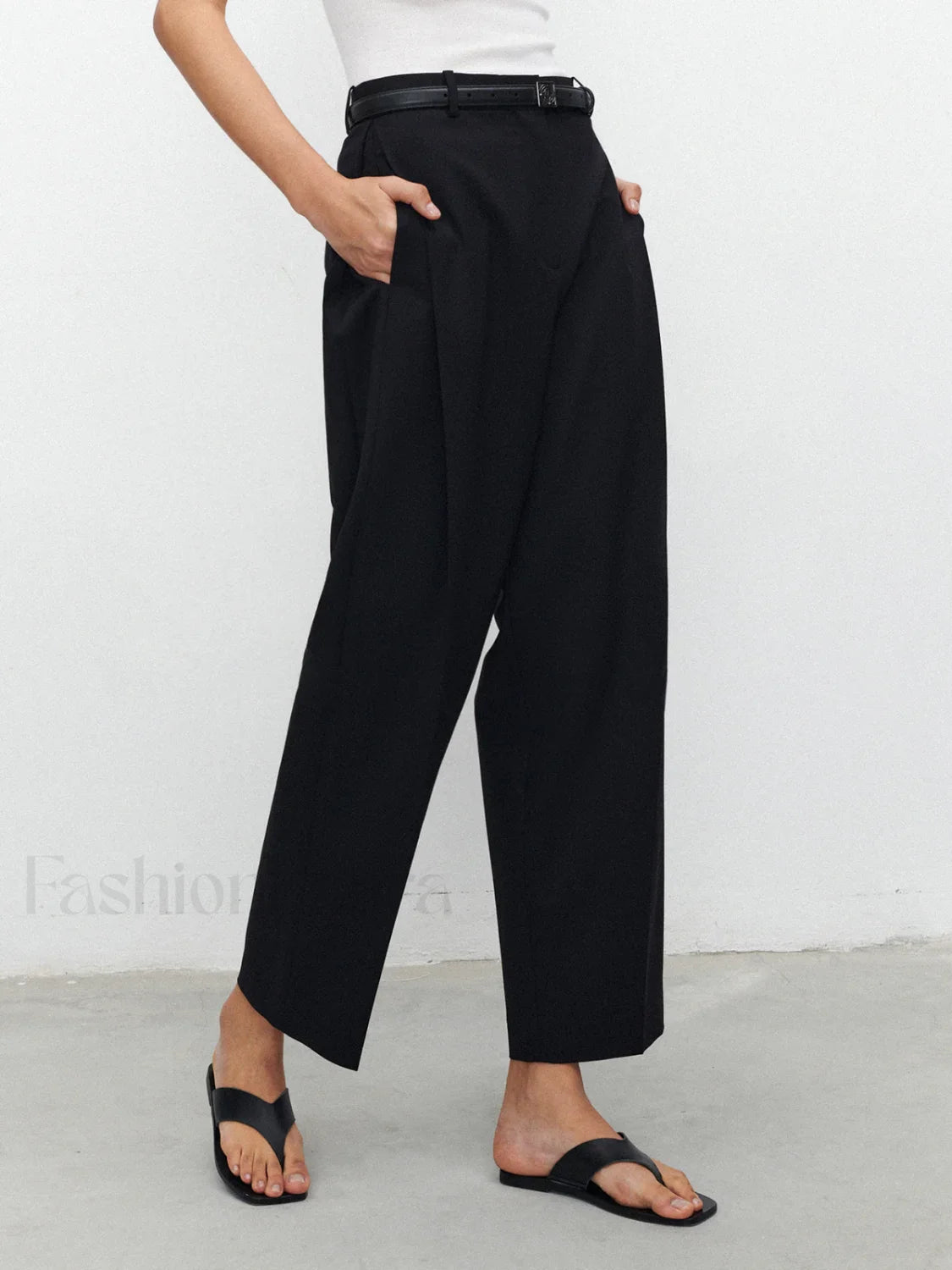 Pocket Straight Leg Trendy Pants Without Belt