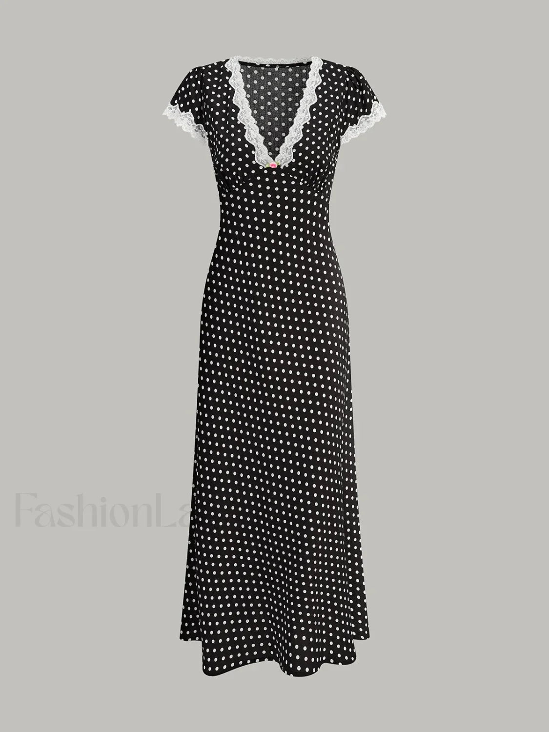 Polka Dot Lace-Trim Dress