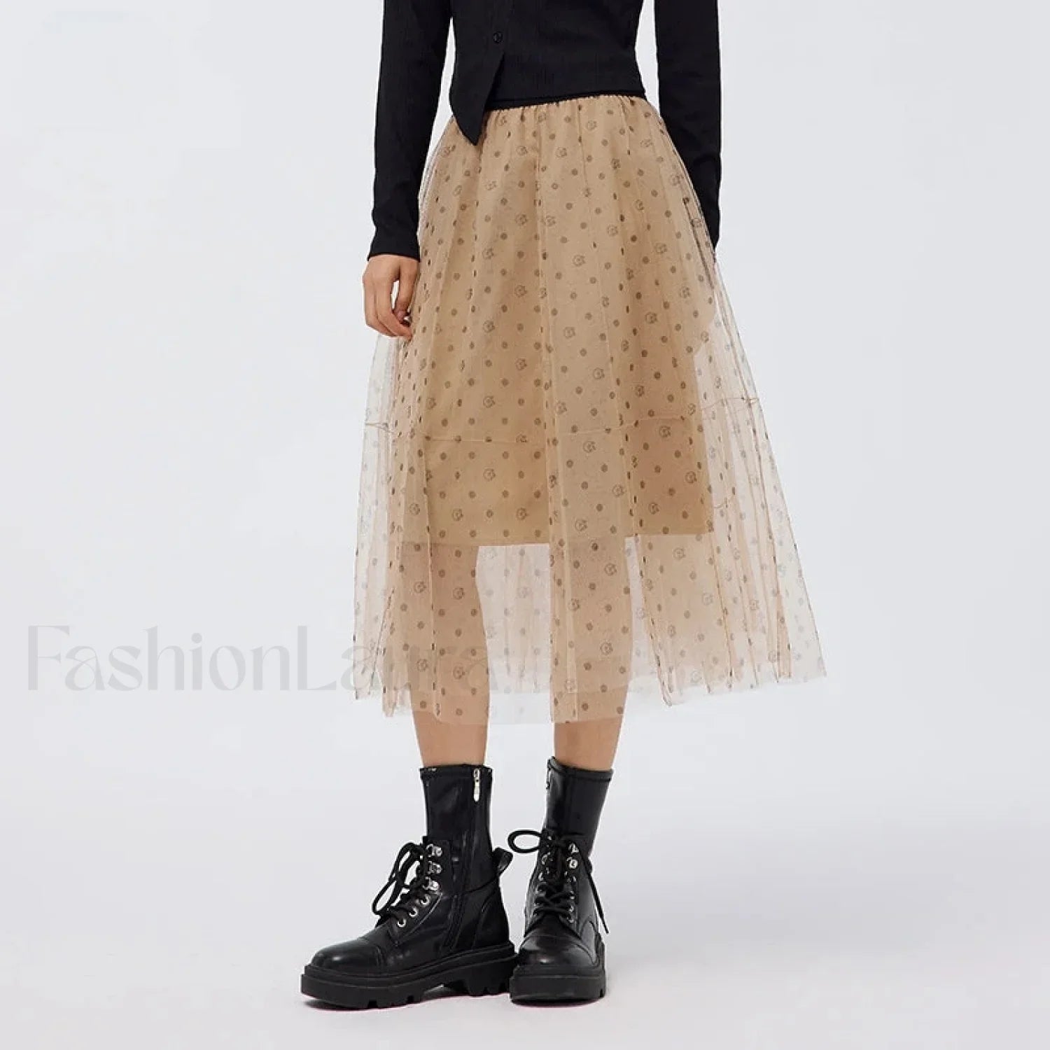 Polka Dot Mesh Umbrella Skirt