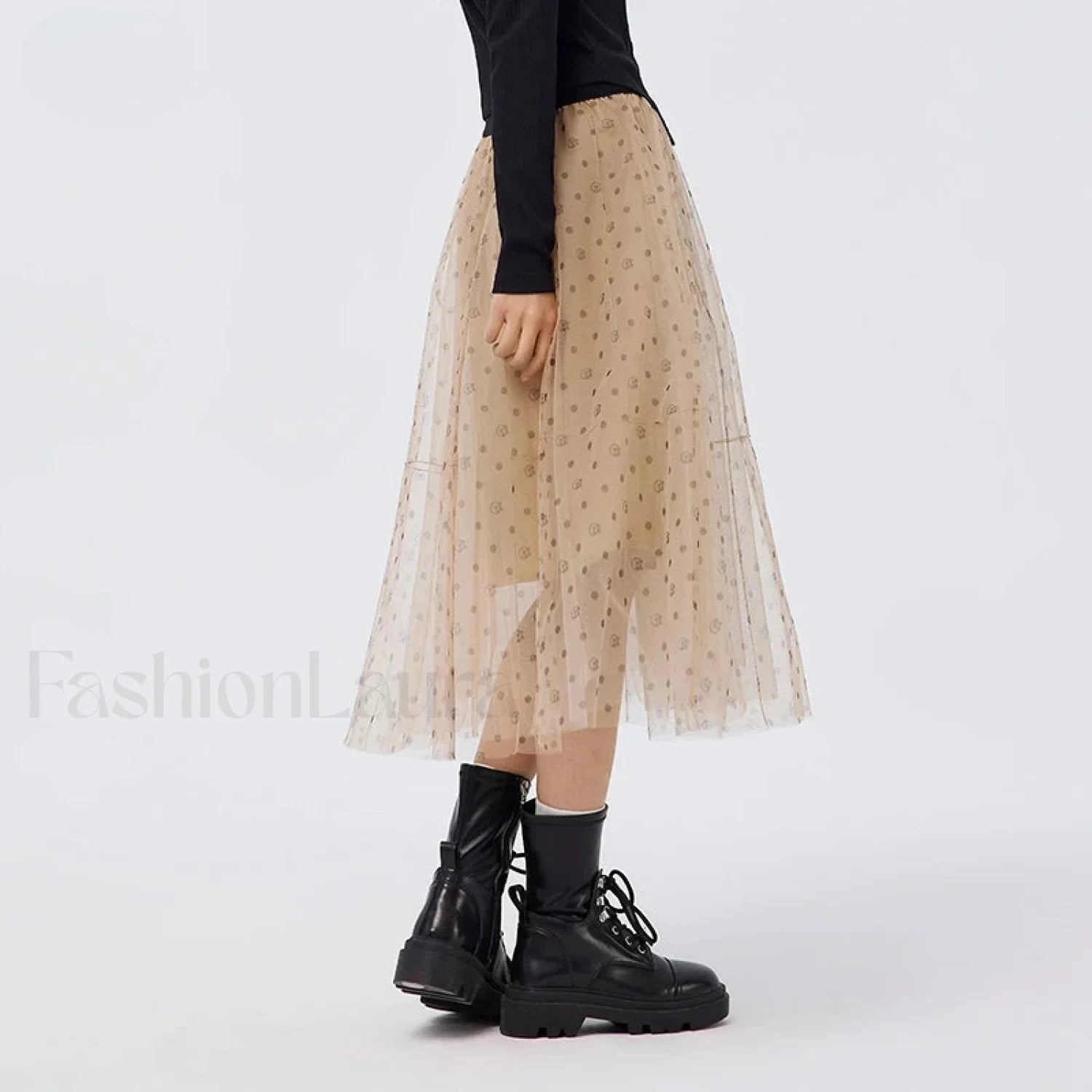 Polka Dot Mesh Umbrella Skirt