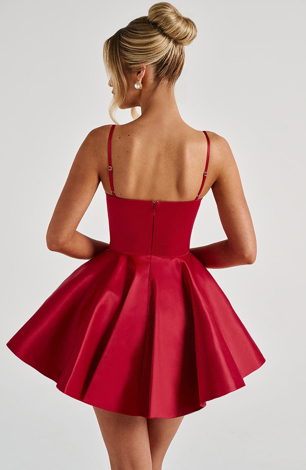 Satin Sweetheart Bustier Corset Bodice Skater Mini Dress 3