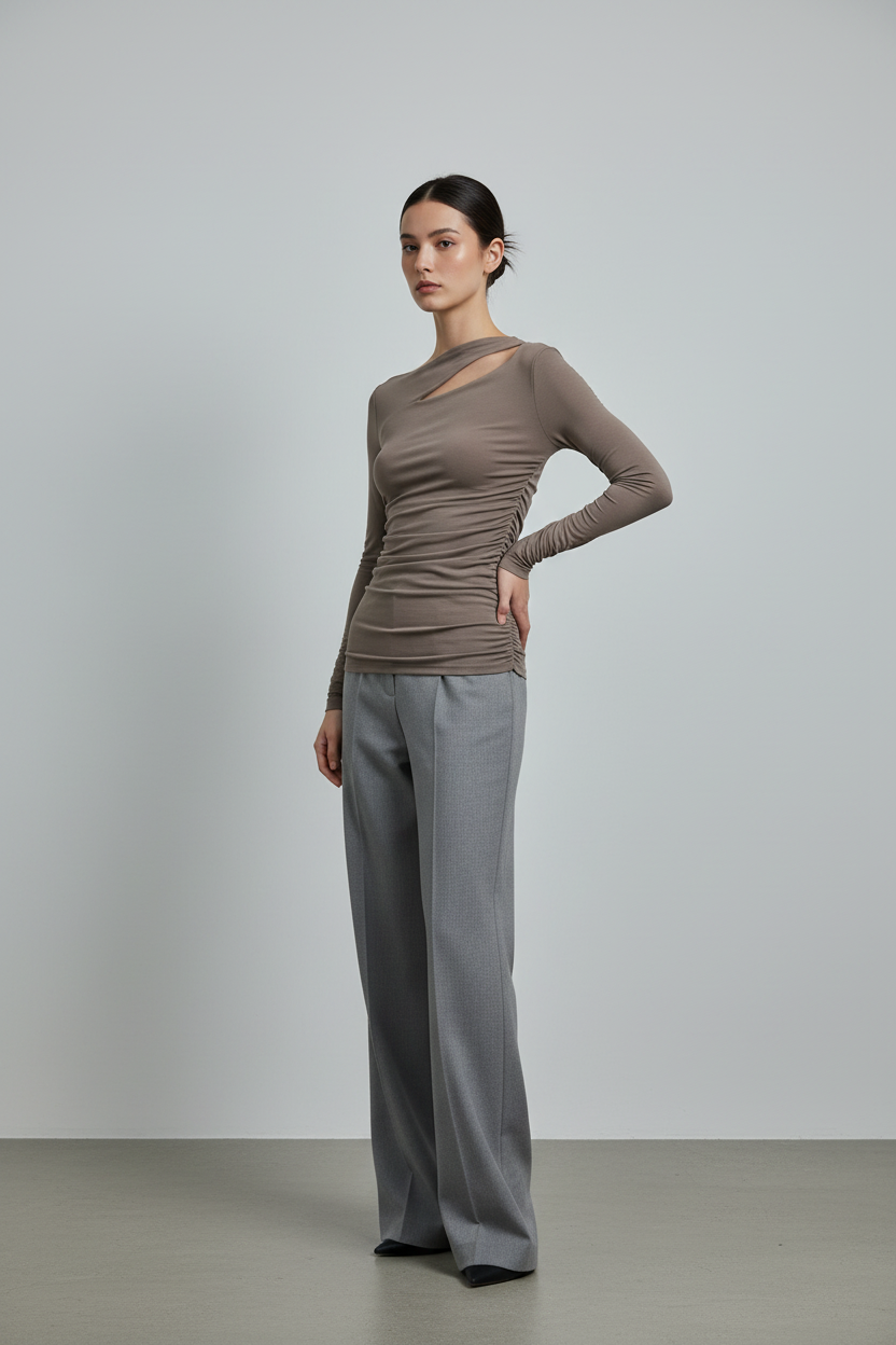 Chic Asymmetrical Women's Top with Elegant Design and Versatile Fit