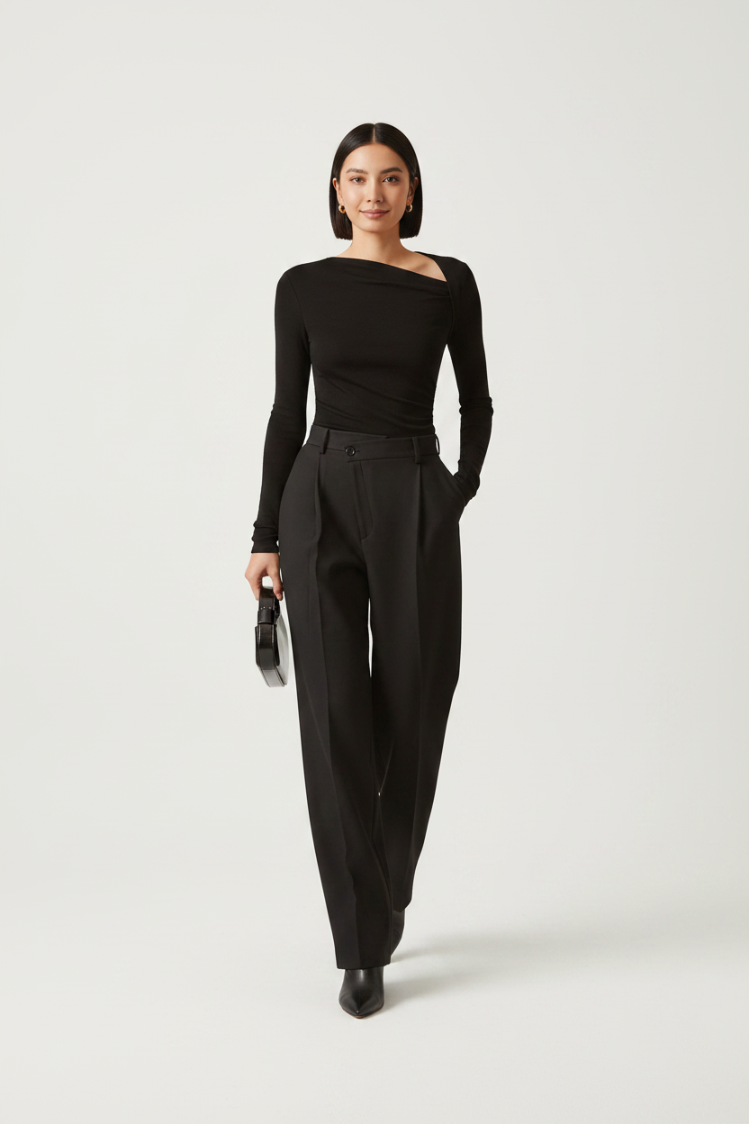Chic Asymmetrical Women's Top with Elegant Design and Versatile Fit