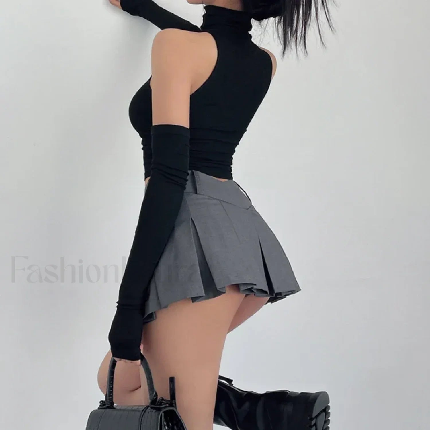 Preppy Solid High Waist Mini Skirt