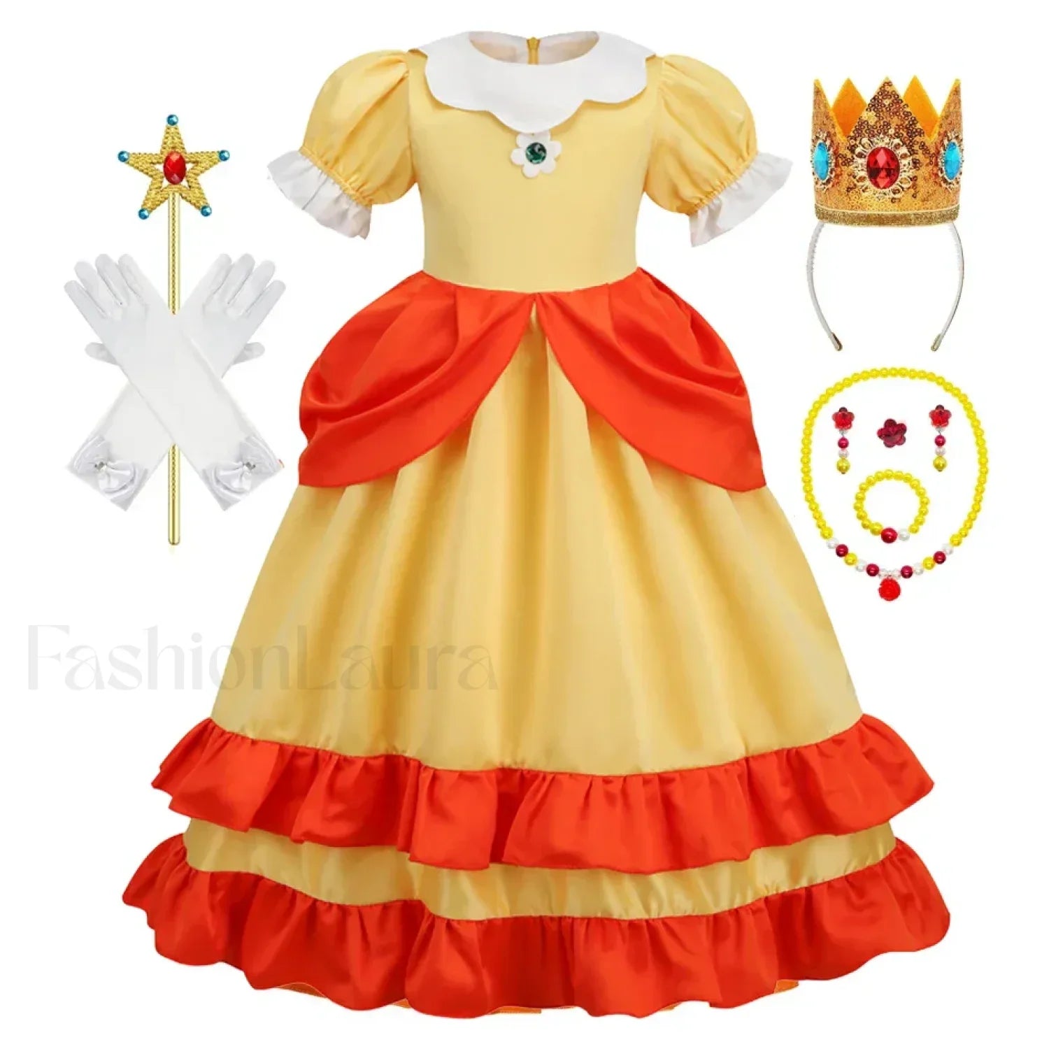 Princess Cosplay Peach Dress Accessories Role Play Carnival Birthday Kid Costume