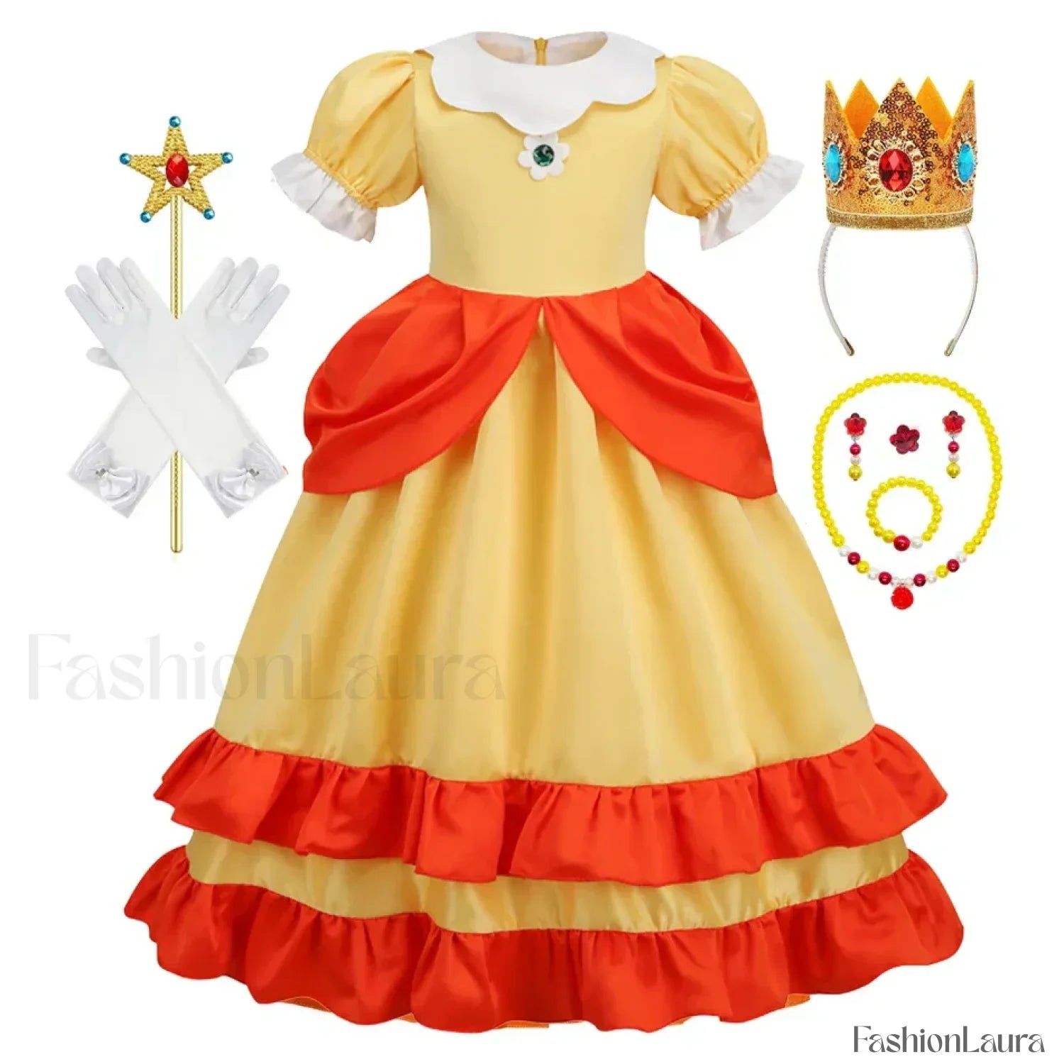 Princess Cosplay Peach Dress Accessories Role Play Carnival Birthday Kid Costume