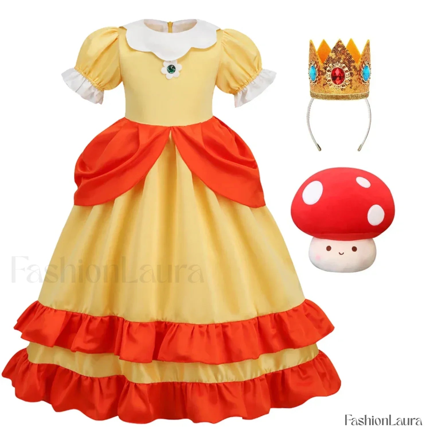 Princess Cosplay Peach Dress Accessories Role Play Carnival Birthday Kid Costume