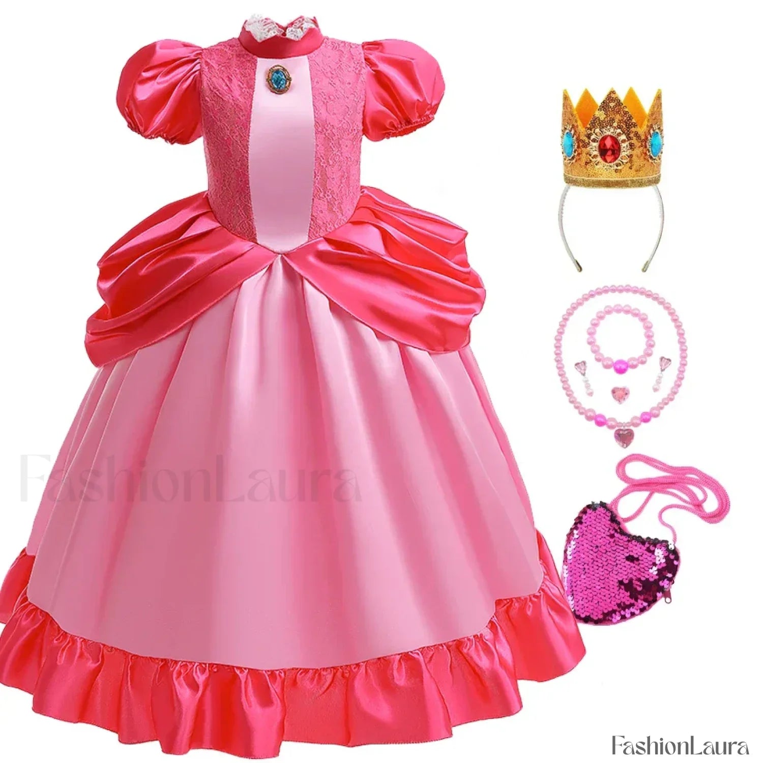 Princess Cosplay Peach Dress Accessories Role Play Carnival Birthday Kid Costume