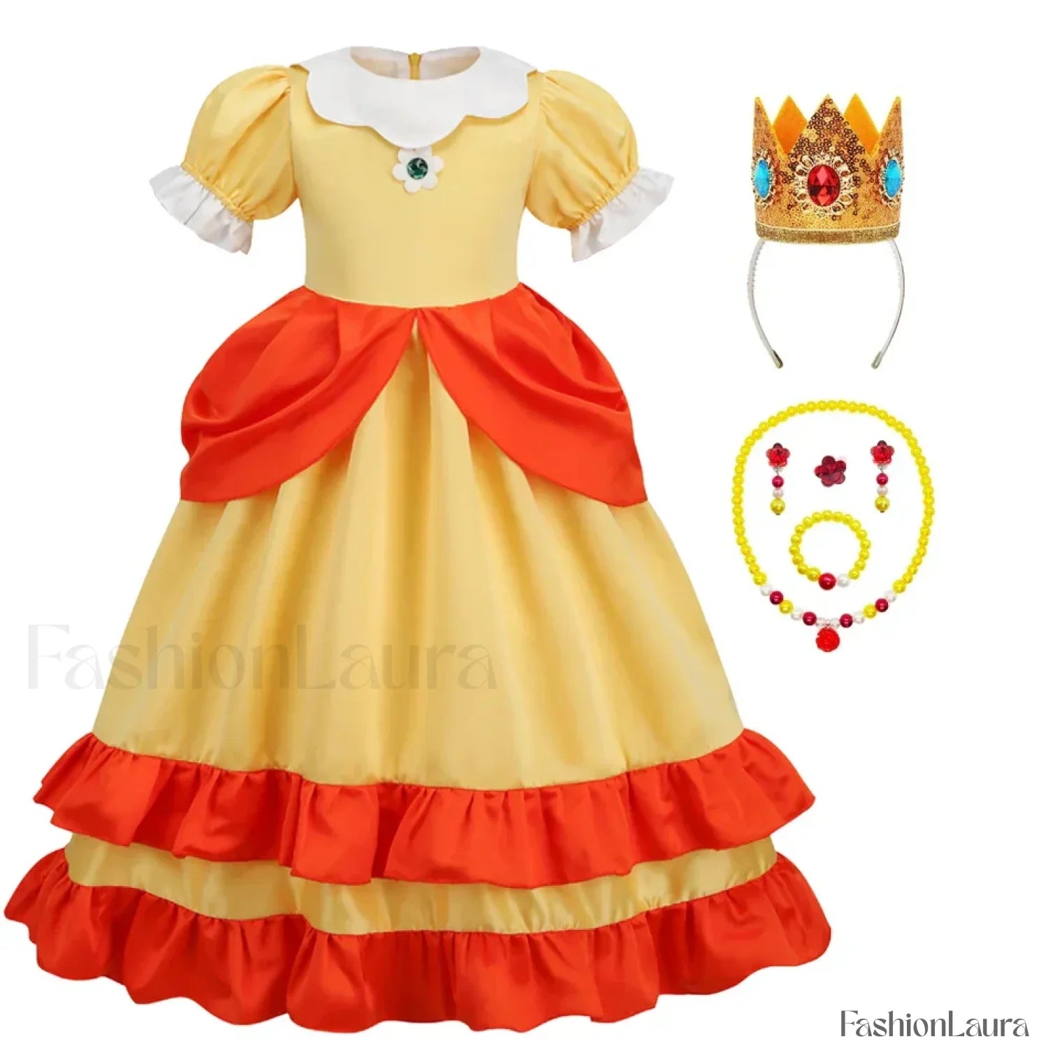 Princess Cosplay Peach Dress Accessories Role Play Carnival Birthday Kid Costume