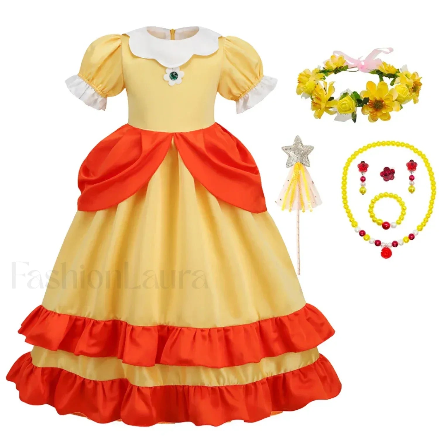 Princess Cosplay Peach Dress Accessories Role Play Carnival Birthday Kid Costume