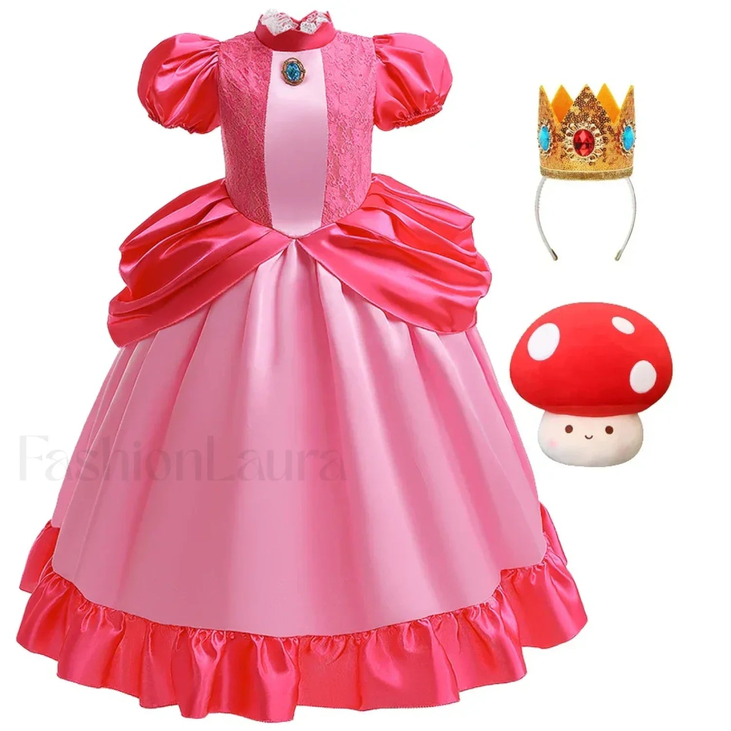 Princess Cosplay Peach Dress Accessories Role Play Carnival Birthday Kid Costume