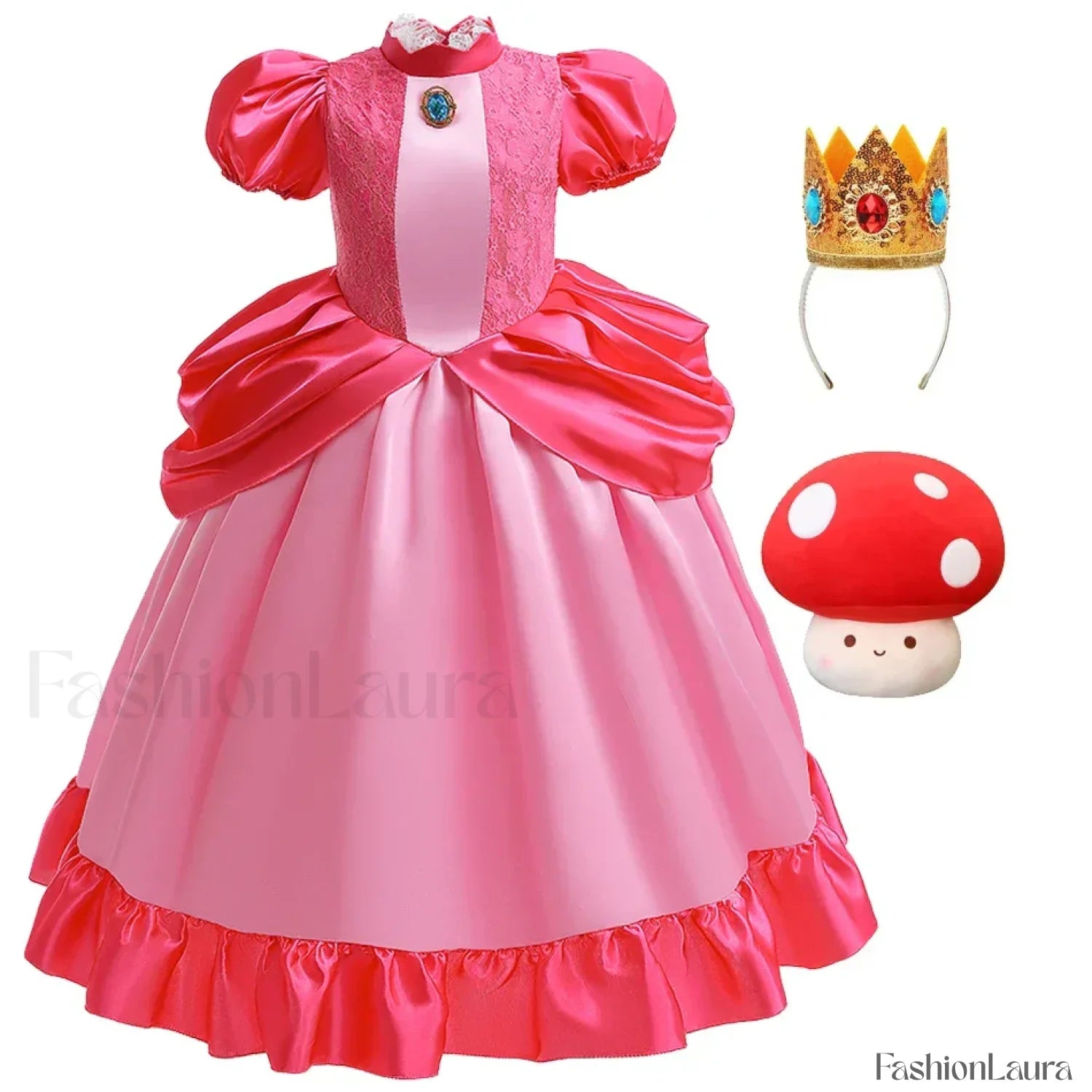 Princess Cosplay Peach Dress Accessories Role Play Carnival Birthday Kid Costume