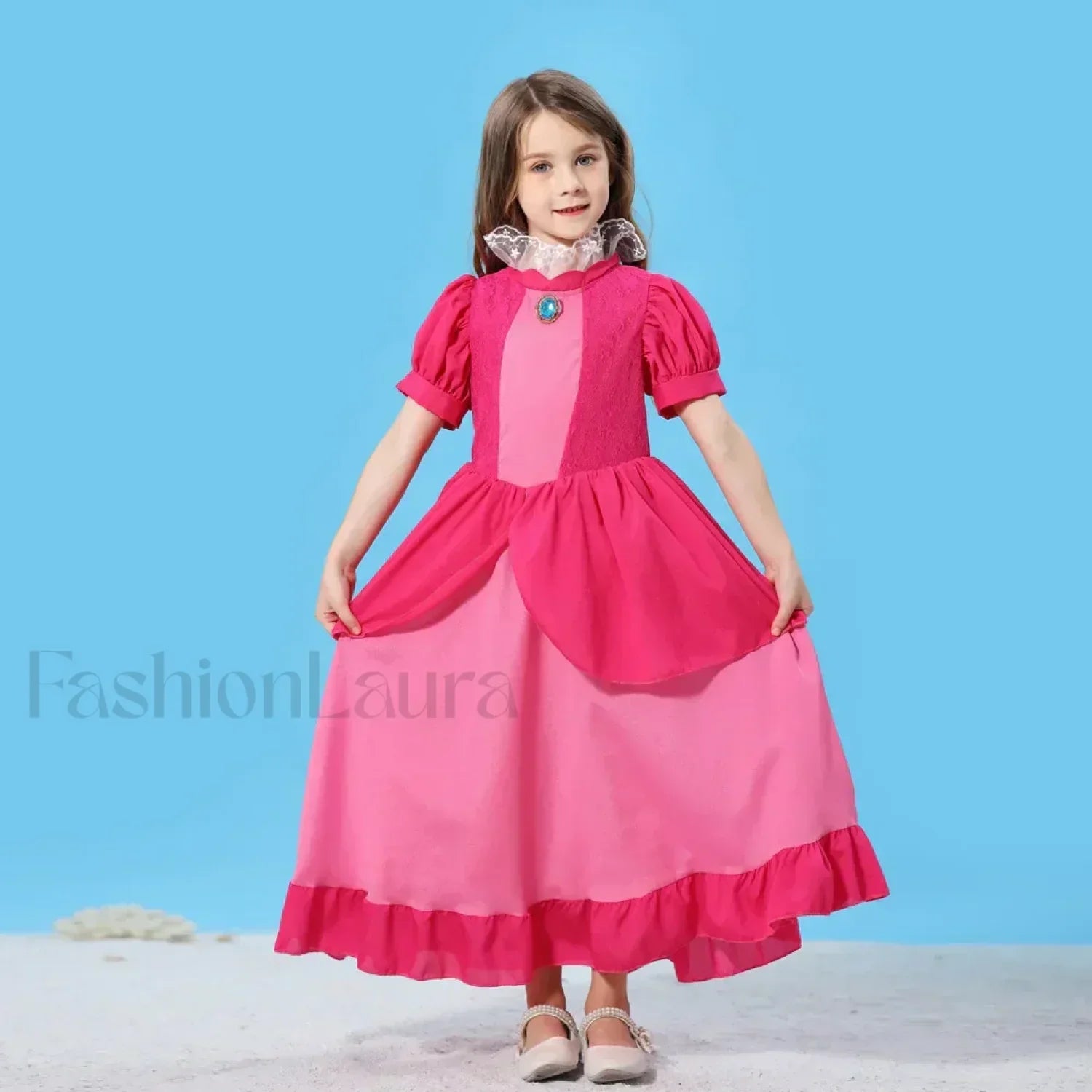 Princess Cosplay Peach Dress Accessories Role Play Carnival Birthday Kid Costume