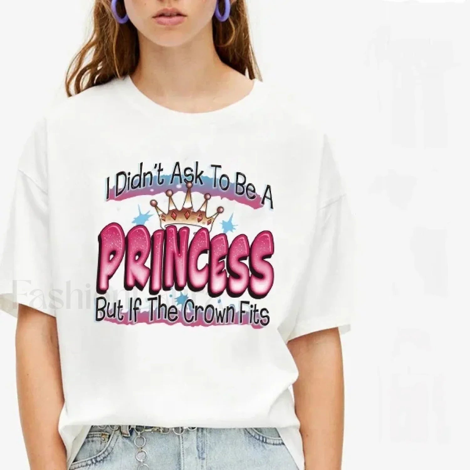Princess Letter Print Harajuku Aesthetic T Shirt WHITE / M
