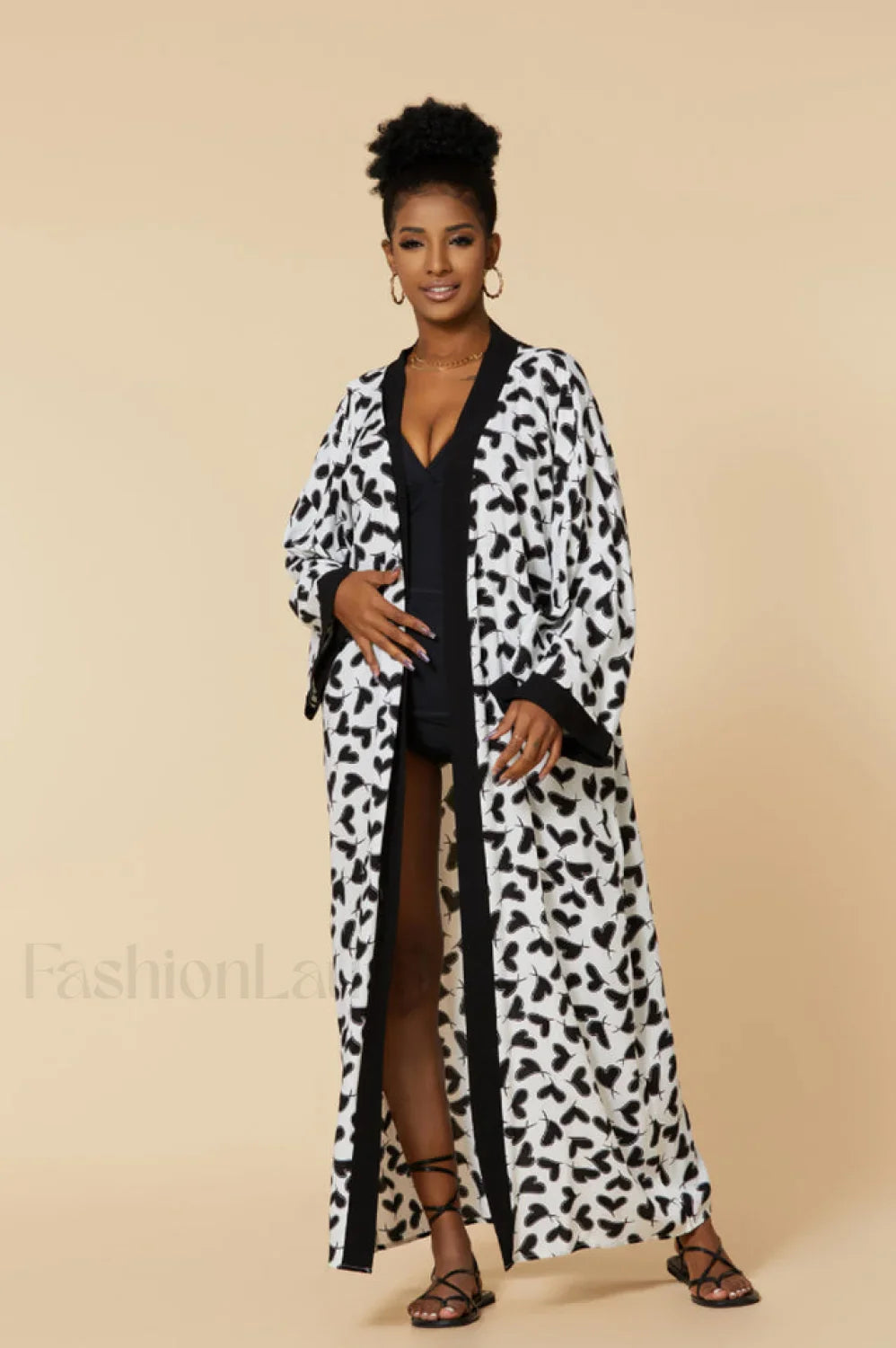 Print Belted Stylish Kimono Dress