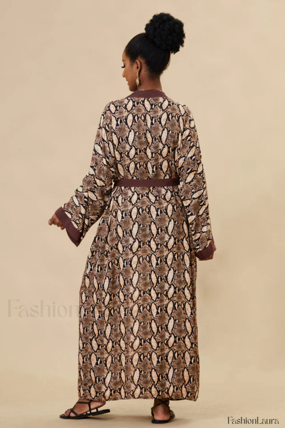 Print Belted Stylish Kimono Dress