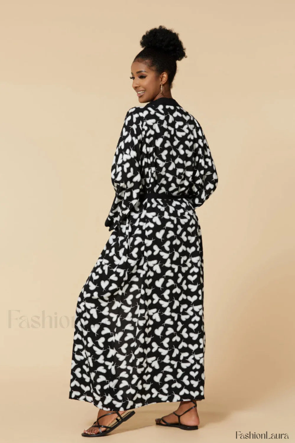 Print Belted Stylish Kimono Dress