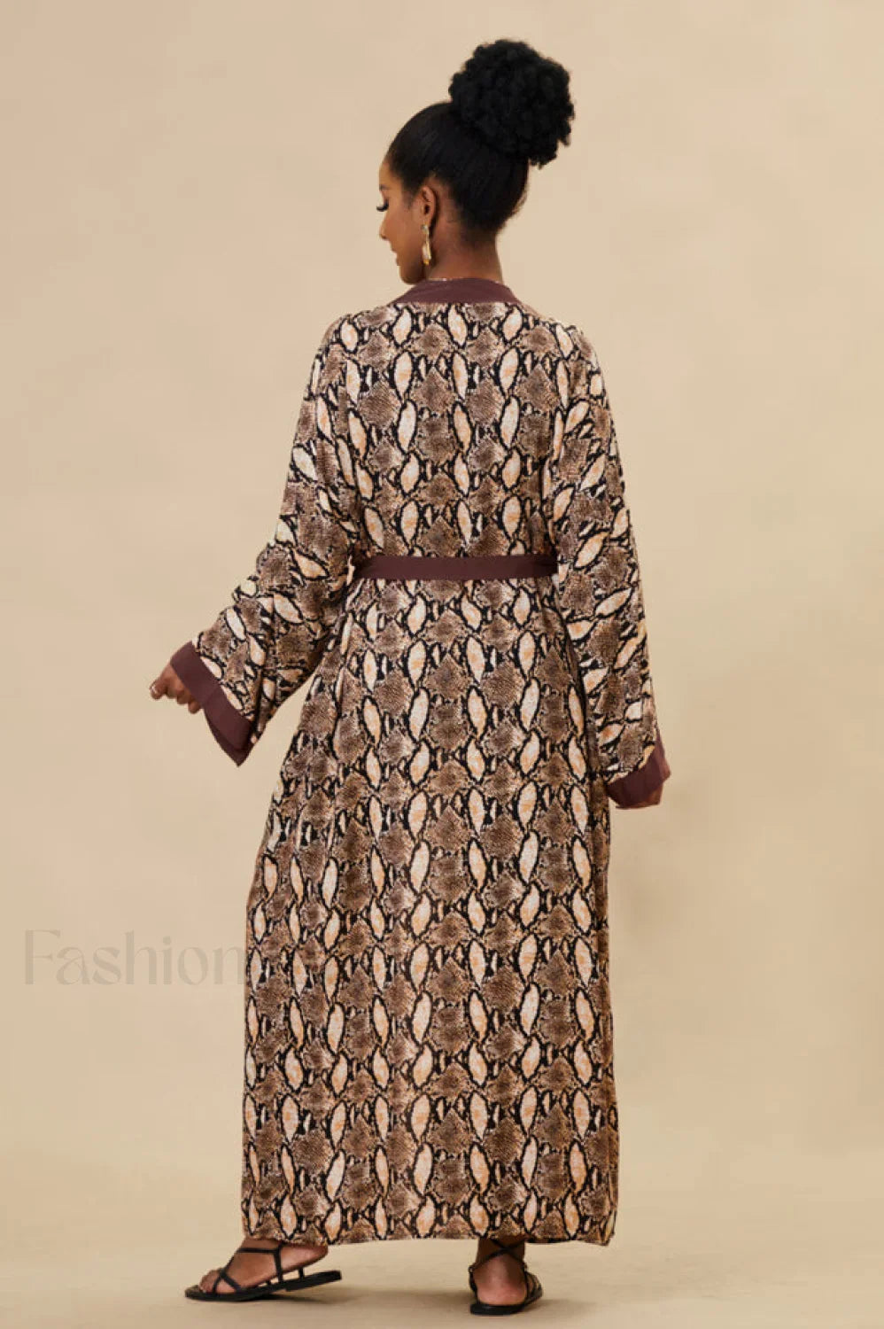 Print Belted Stylish Kimono Dress