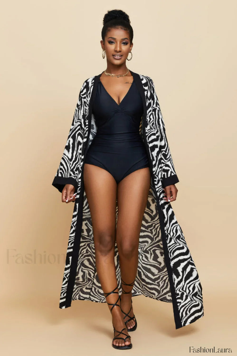 Print Belted Stylish Kimono Dress