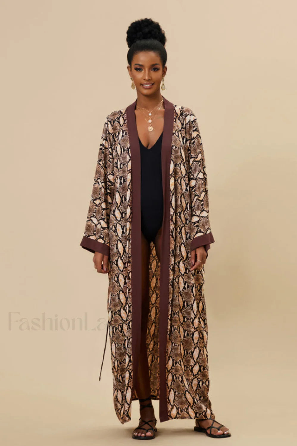 Print Belted Stylish Kimono Dress