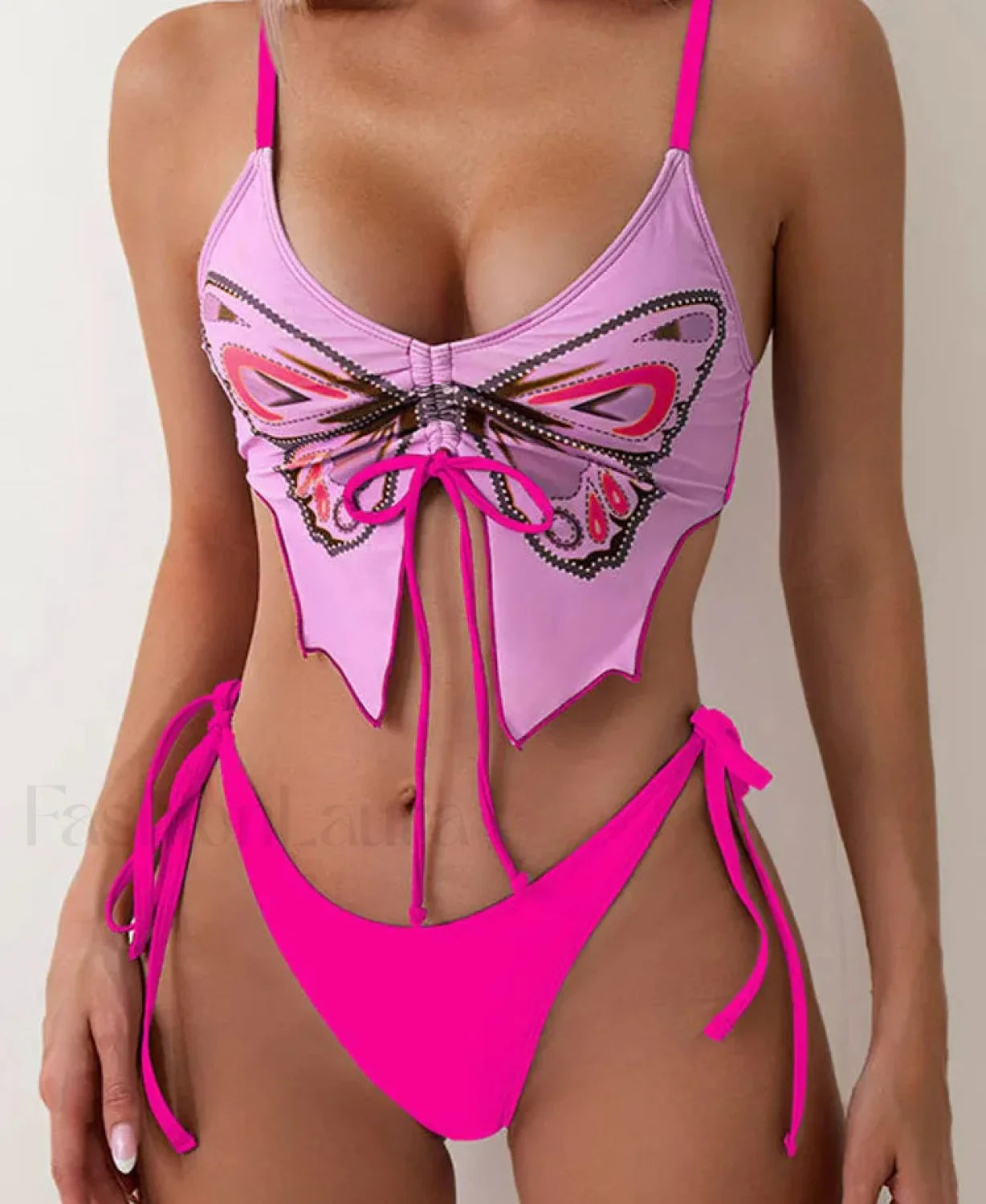 Print Tied High Cut Push Up Bikini Set